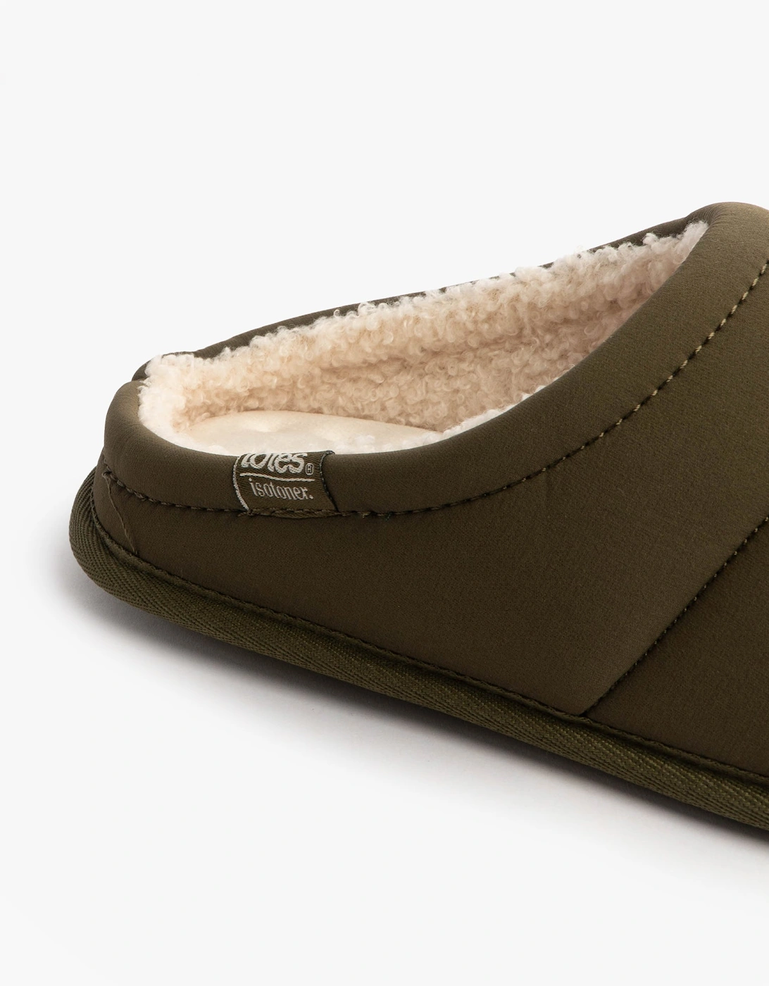 Isotoner SPORT QUILTED MULE WITH COSY LINING Mens Mule Slippers Khaki
