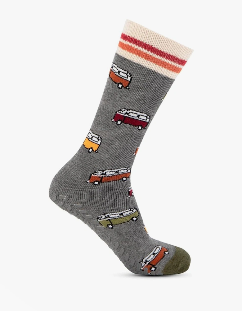 Toasties ORIGINAL SLIPPER SOCKS (TWIN PACK) Mens Socks Campervan / Stripe