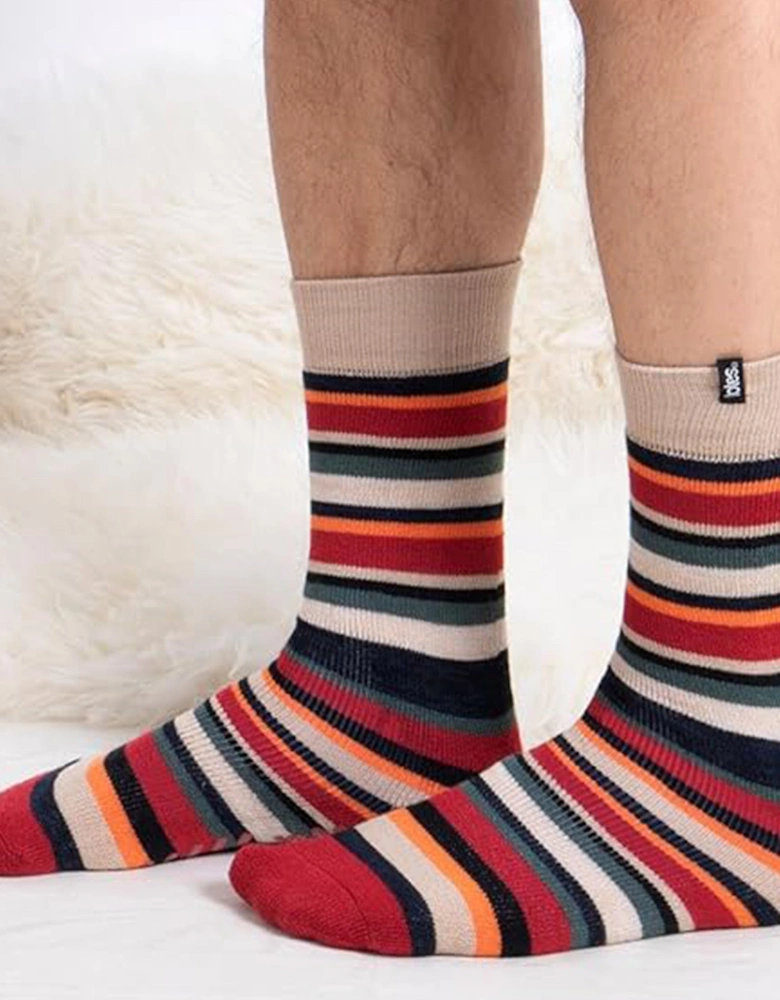 Toasties ORIGINAL SLIPPER SOCKS (TWIN PACK) Mens Socks Campervan / Stripe