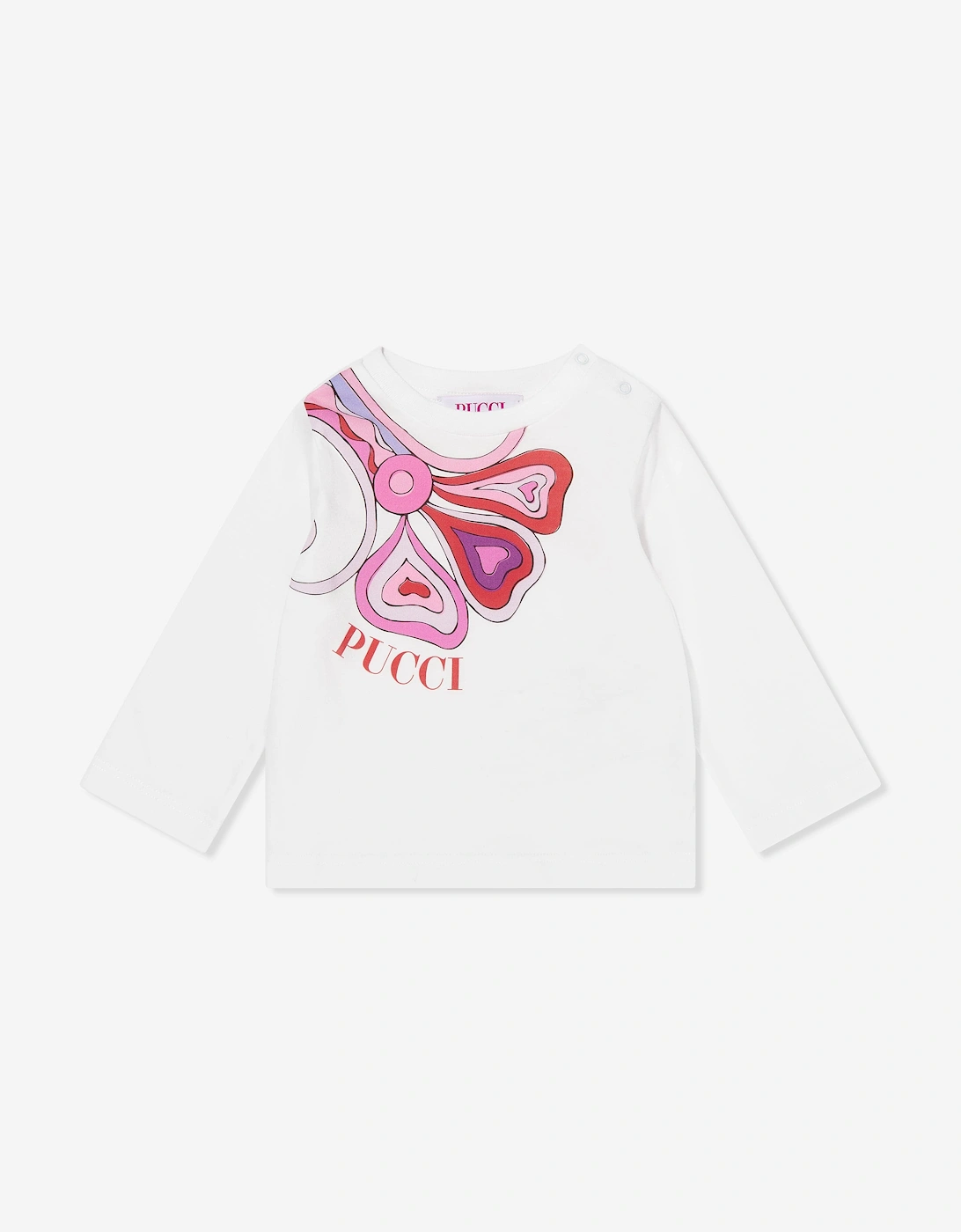 Baby Girls Long Sleeve Logo T-Shirt in Ivory, 5 of 4