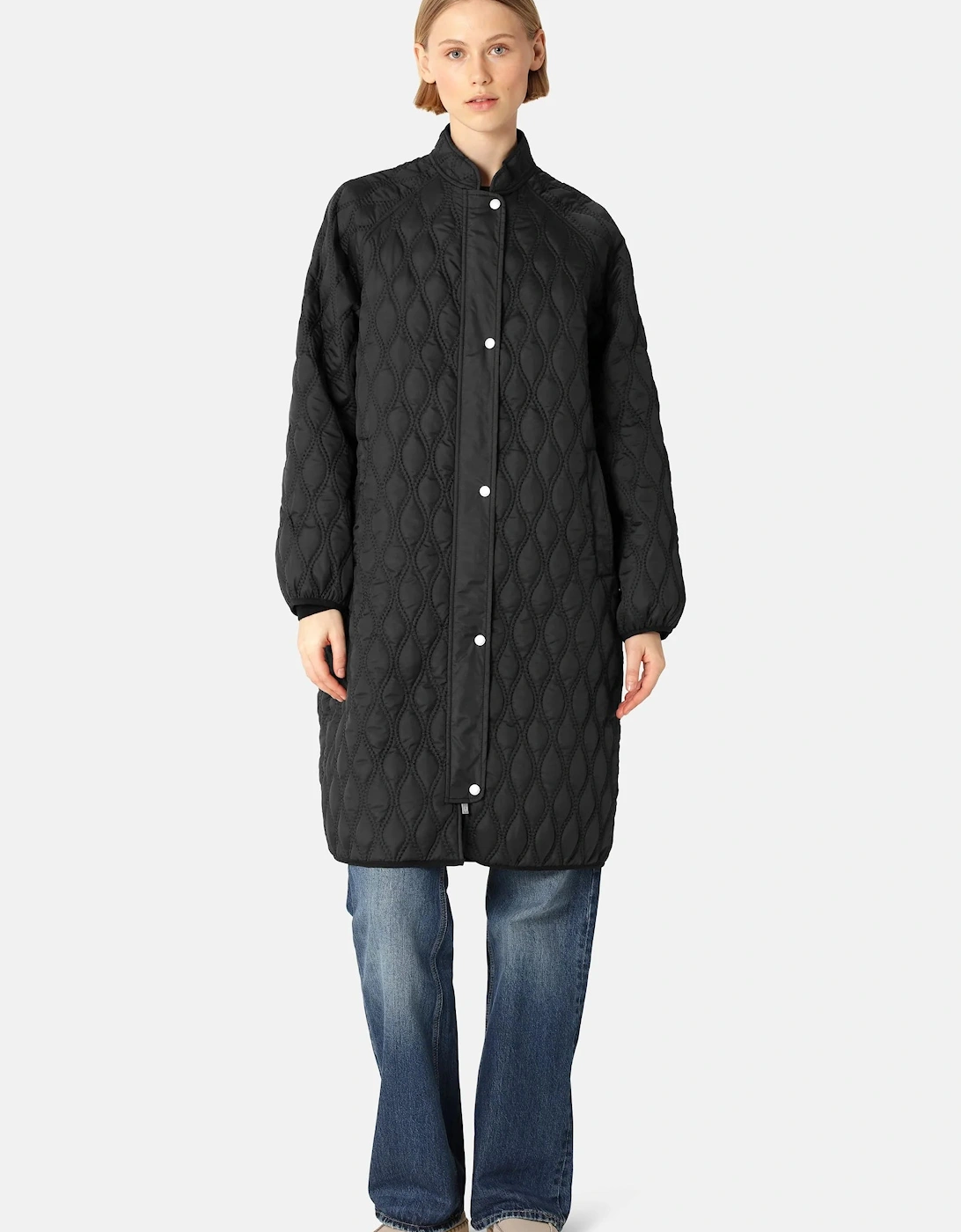 Long quilt jacket in black, 6 of 5