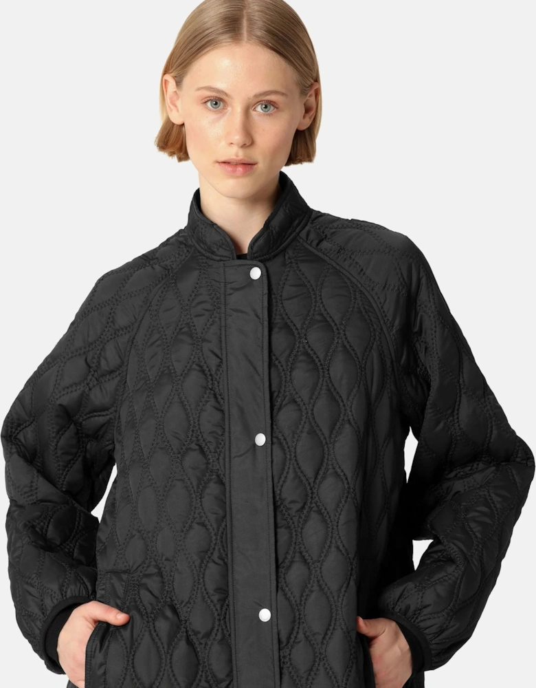 Long quilt jacket in black