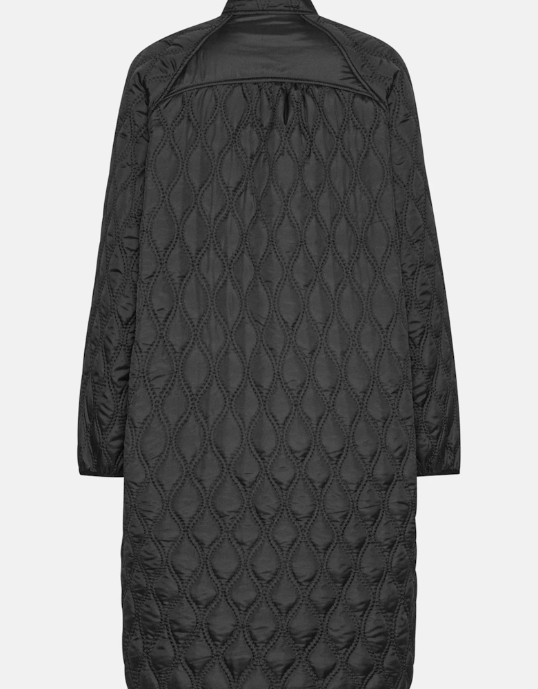 Long quilt jacket in black