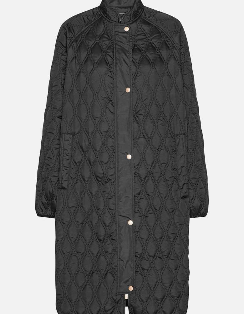 Long quilt jacket in black