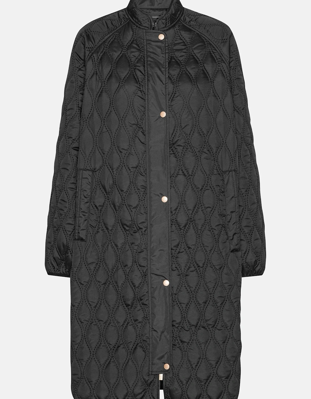 Long quilt jacket in black