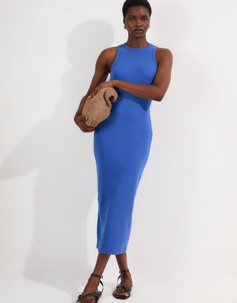Compact Jersey Ribbed Sleeveless Maxi Dress