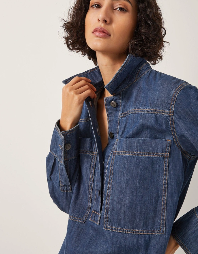 Nara Denim Tunic Shirt Dress Natural