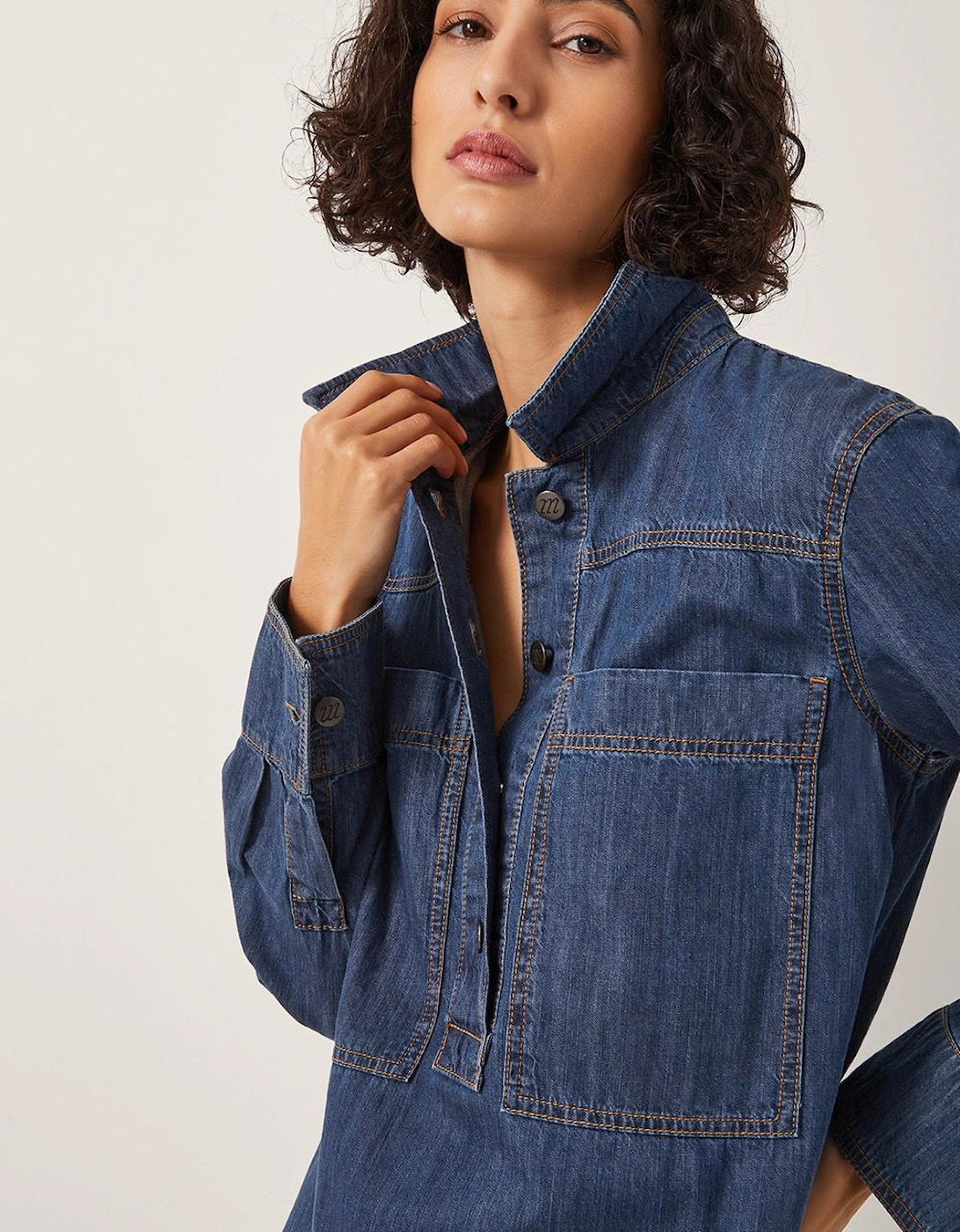 Nara Denim Tunic Shirt Dress Natural, 2 of 1