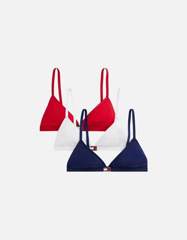 3-Pack Heritage Logo Triangle Bras, Red/White/Navy