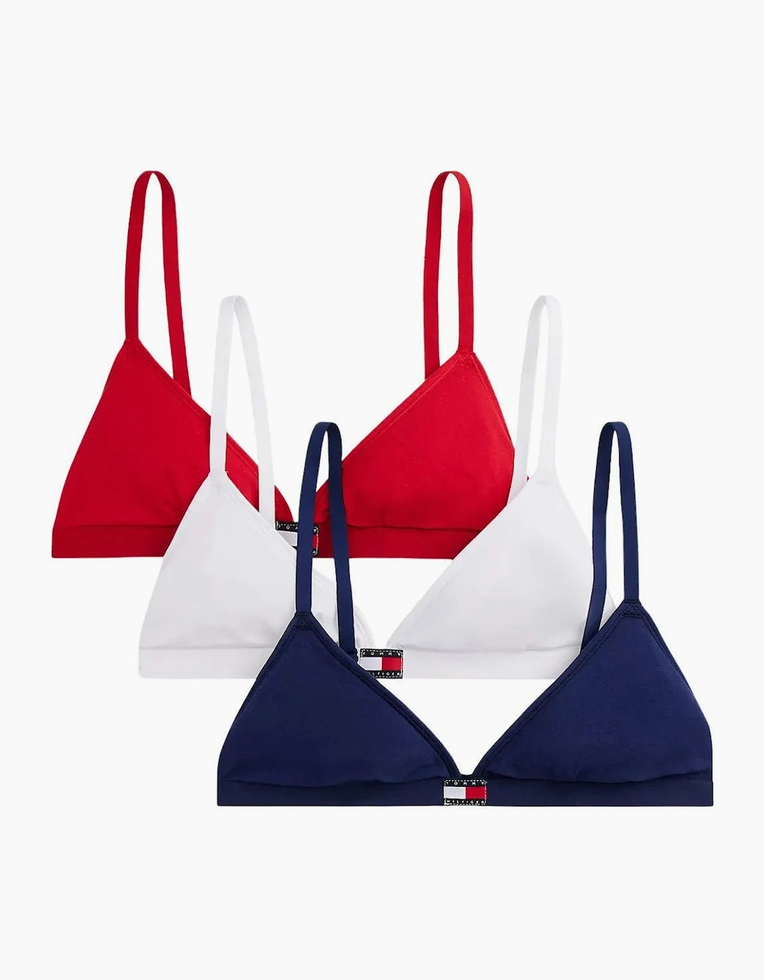 Tommy Hilfiger Women's Navy 3-Pack Heritage Logo Triangle Bras, Red/White/  S