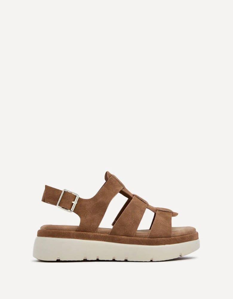Boston Tan Faux Nubuck Fisherman Flatform Sandals