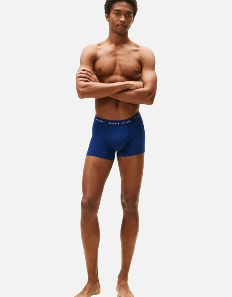 3-Pack Signature Cotton Boxer Trunks, Blue/Navy/Black