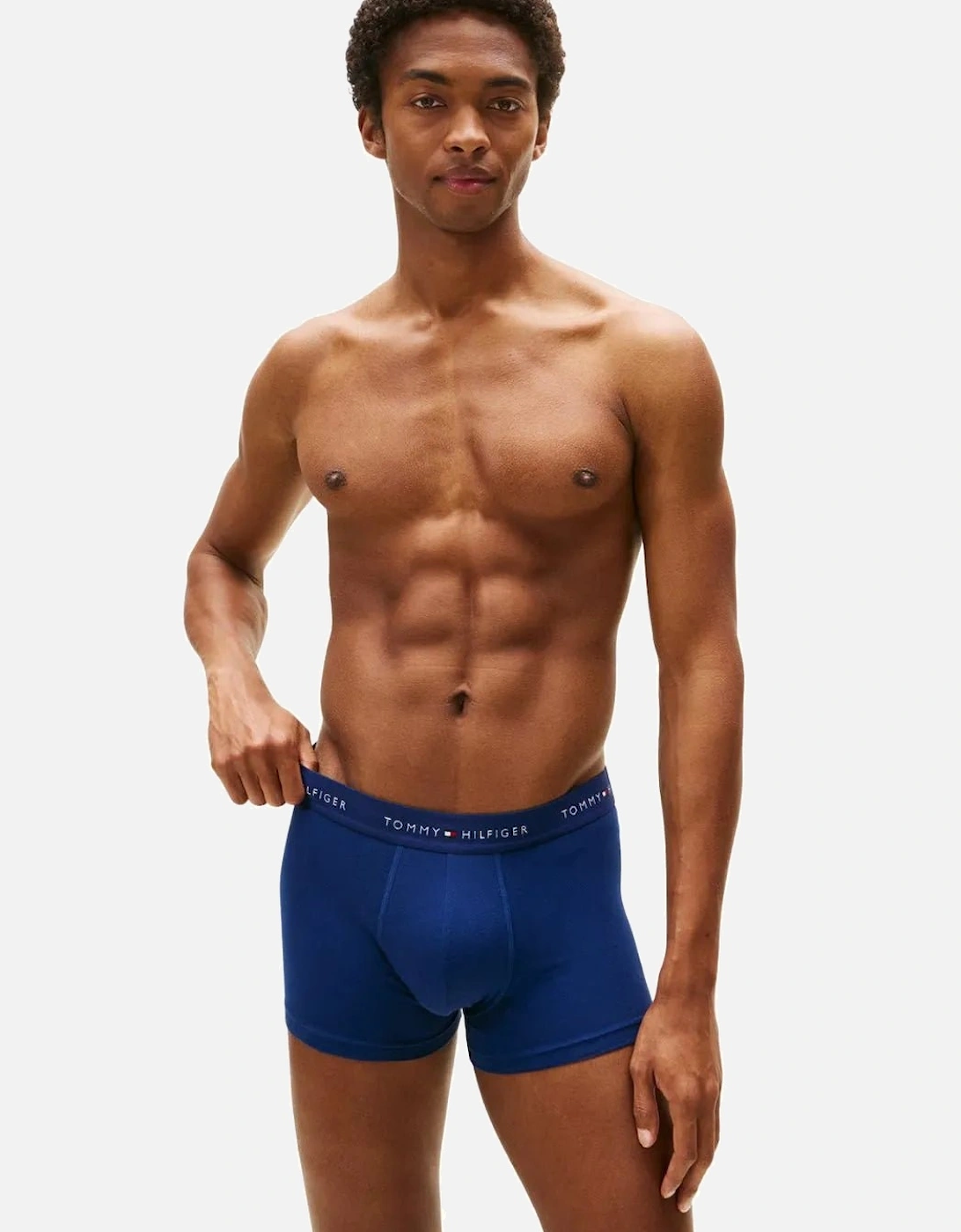 3-Pack Signature Cotton Boxer Trunks, Blue/Navy/Black