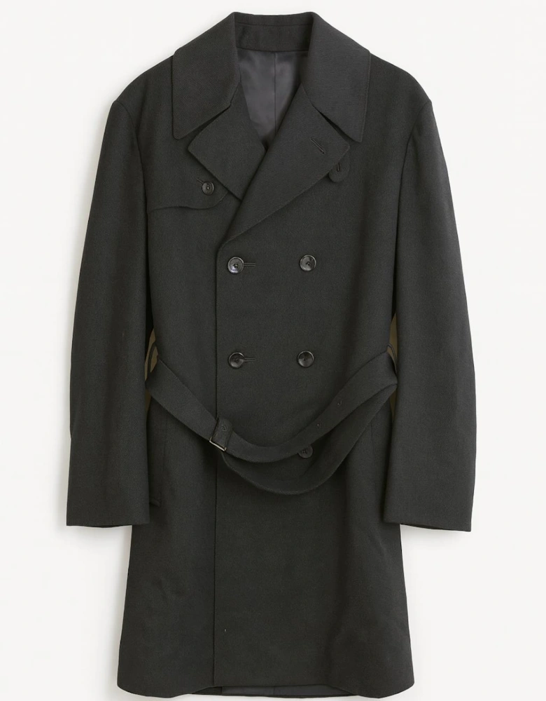 Men's Dark Grey Wool Trench Overcoat