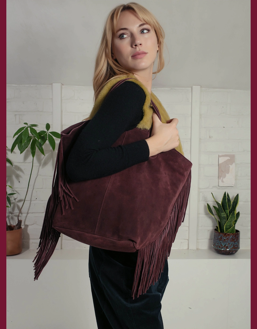 Vancouver Suede Tote - Plum