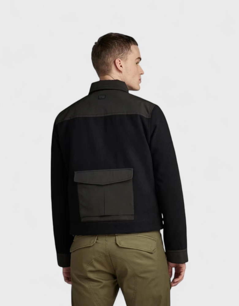 Raw Short Wool Jacket Black