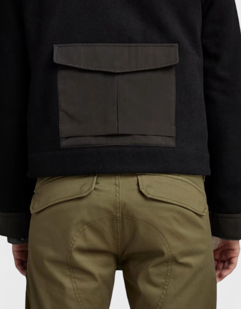 Raw Short Wool Jacket Black