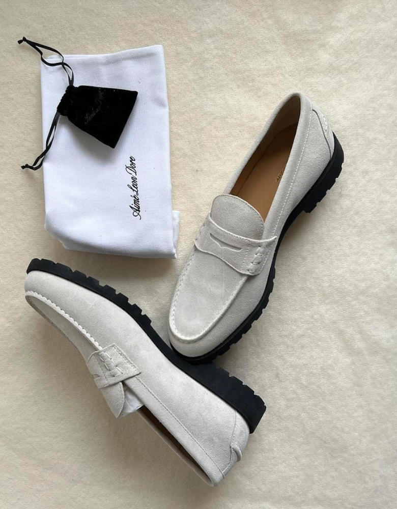 Country Suede Loafer Bone White