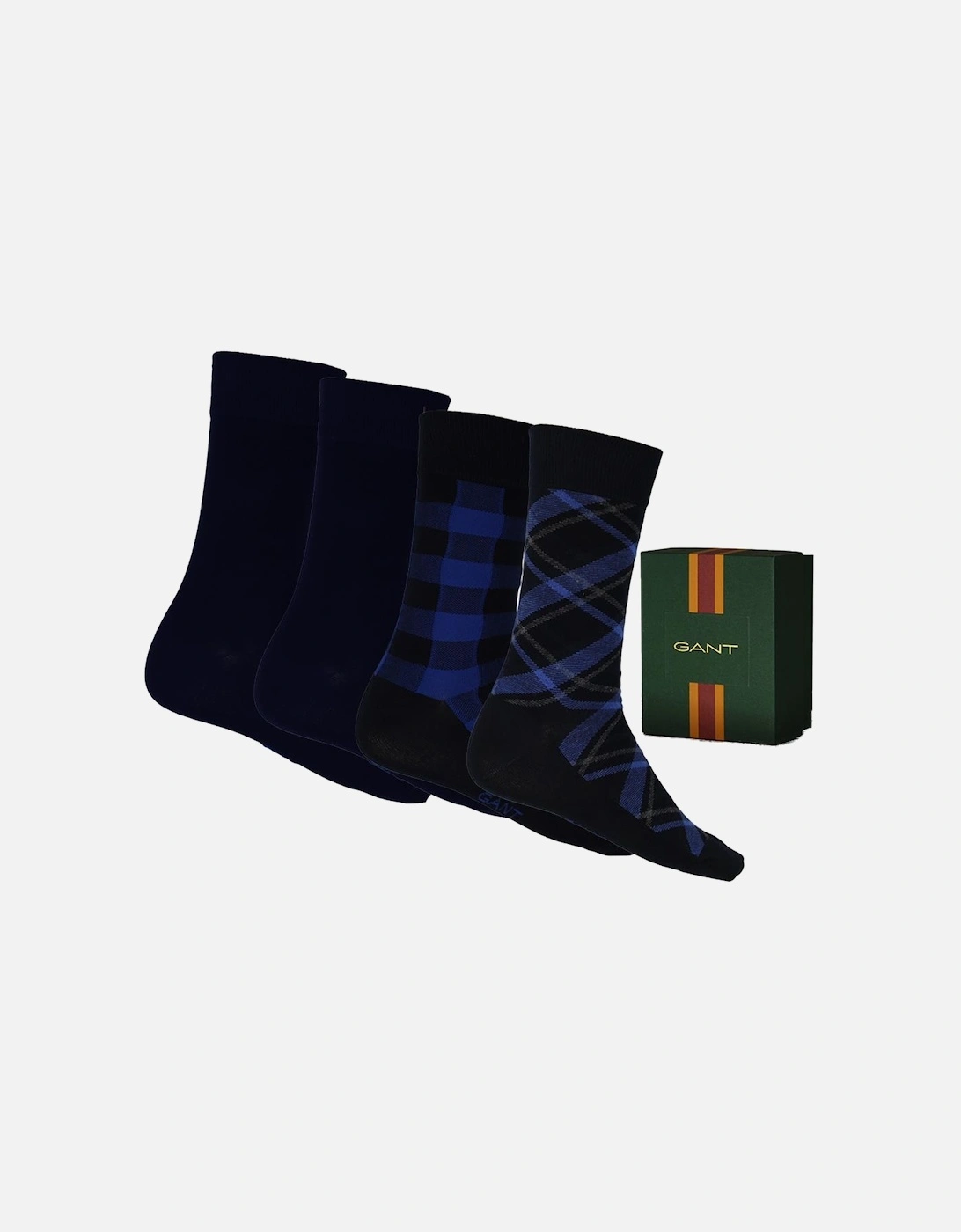 4-Pack Check & Solid Print Socks Gift Set, in Marine Blue, 3 of 2