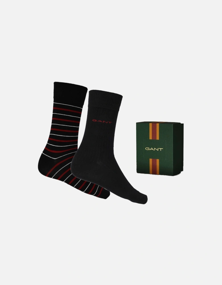 2-Pack Multi Stripe Socks Gift Set, Black