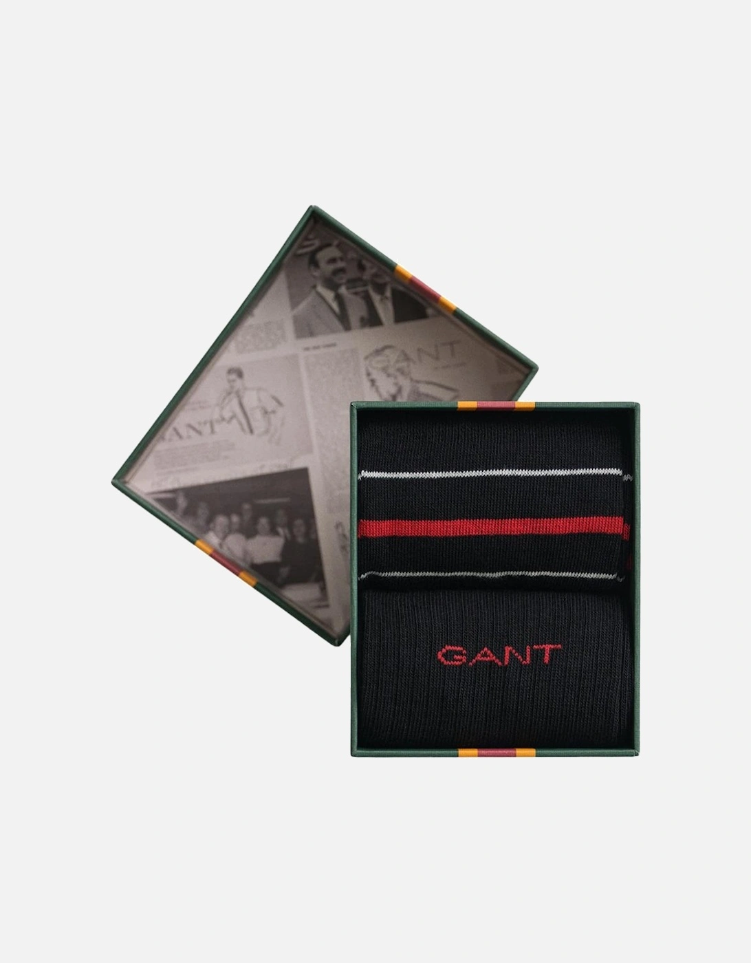 2-Pack Multi Stripe Socks Gift Set, Black