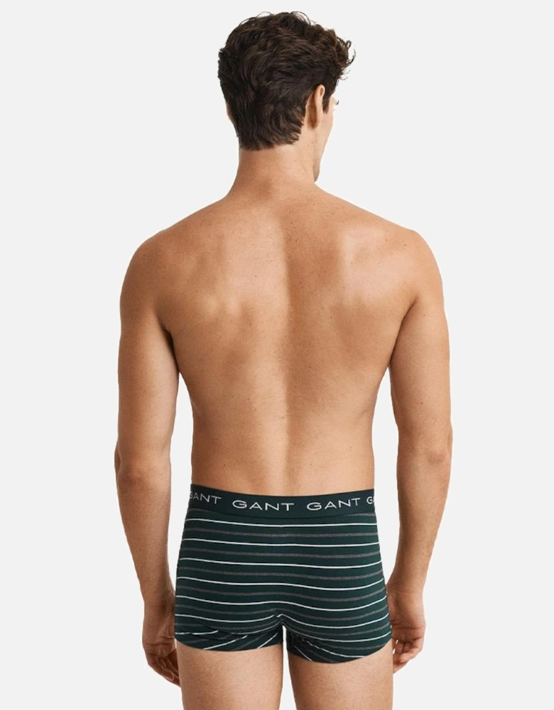 3-Pack Striped Print Boxer Trunks Gift Set in Tartan Green