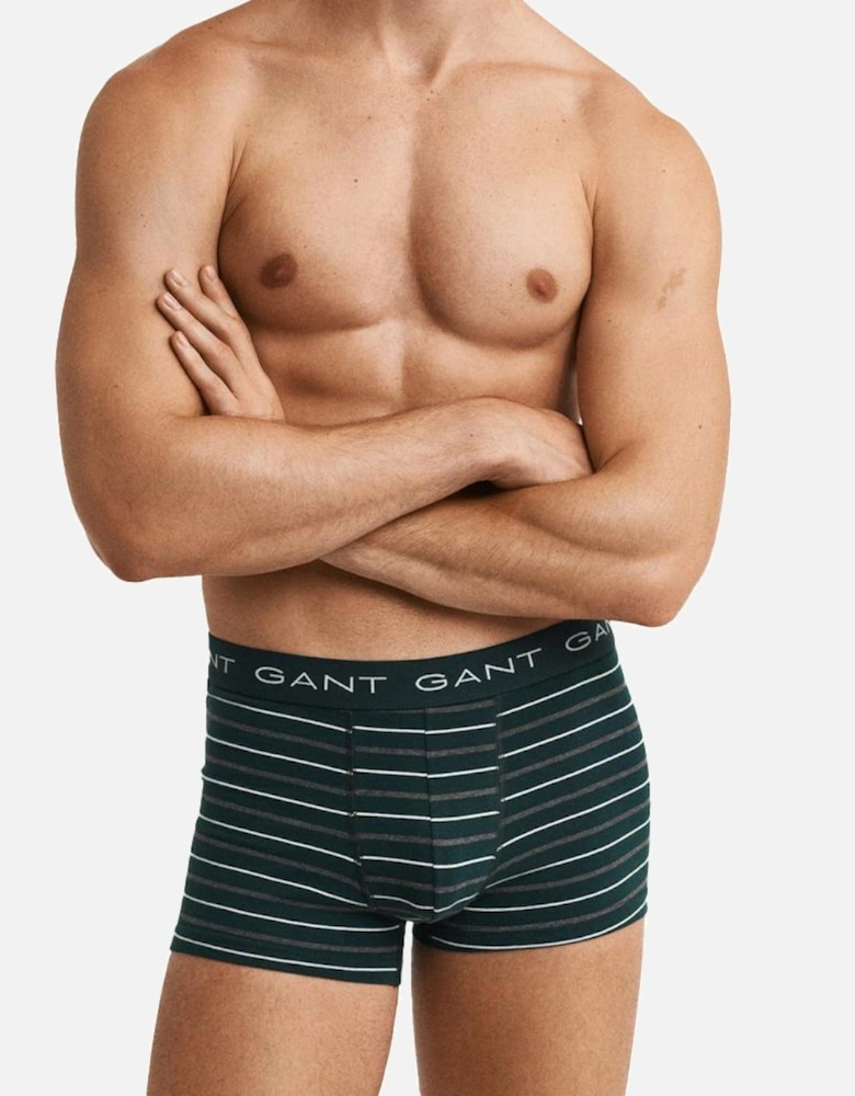 3-Pack Striped Print Boxer Trunks Gift Set in Tartan Green
