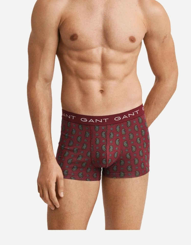 3-Pack Paisley Print Boxer Trunks Gift Set in Plumped Red