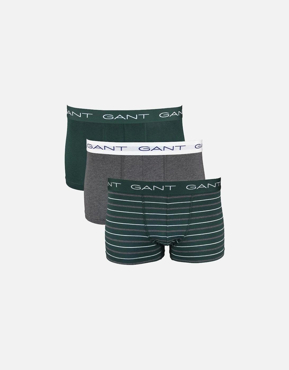 3-Pack Striped Print Boxer Trunks Gift Set in Tartan Green