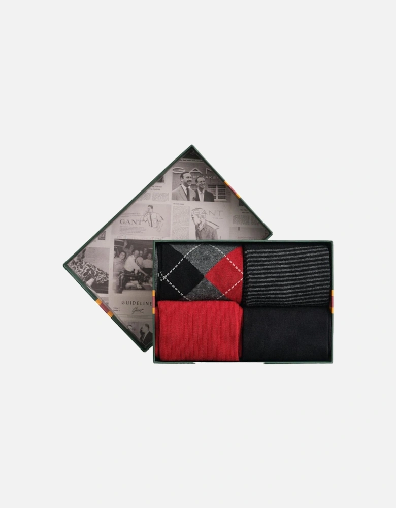 4-Pack Argyle & Stripe Print Socks Gift Set, in Charcoal Melange
