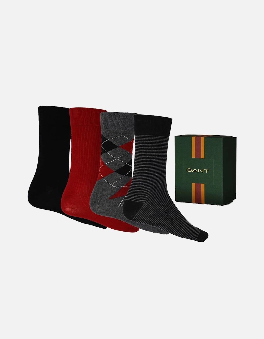 4-Pack Argyle & Stripe Print Socks Gift Set, in Charcoal Melange, 4 of 3