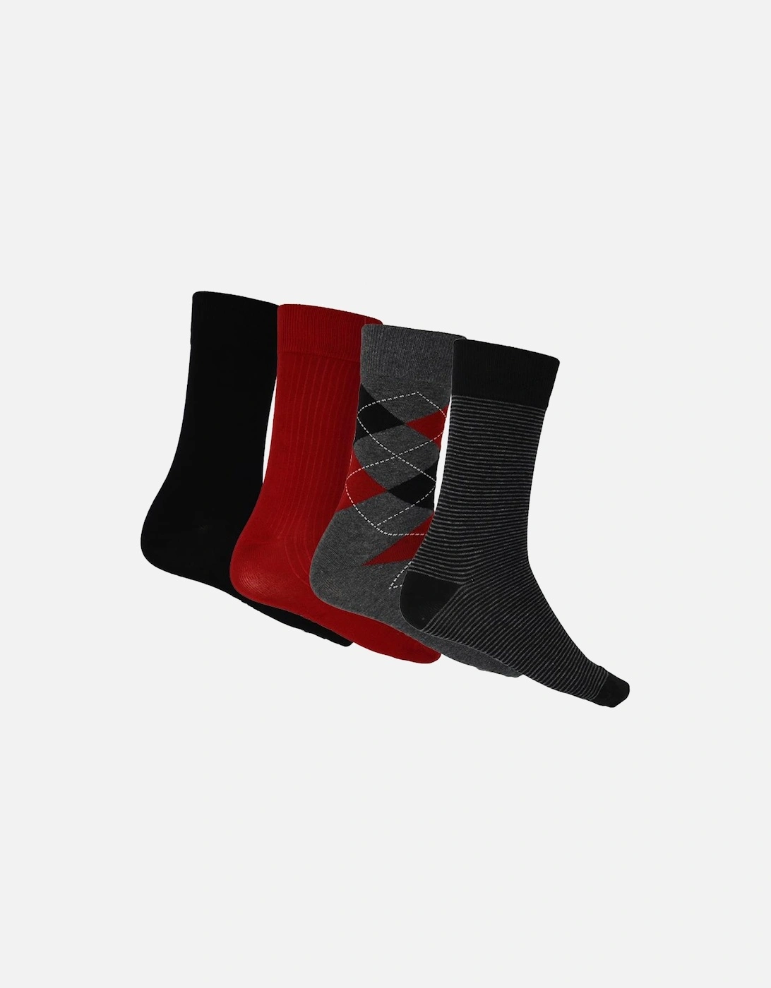 4-Pack Argyle & Stripe Print Socks Gift Set, in Charcoal Melange