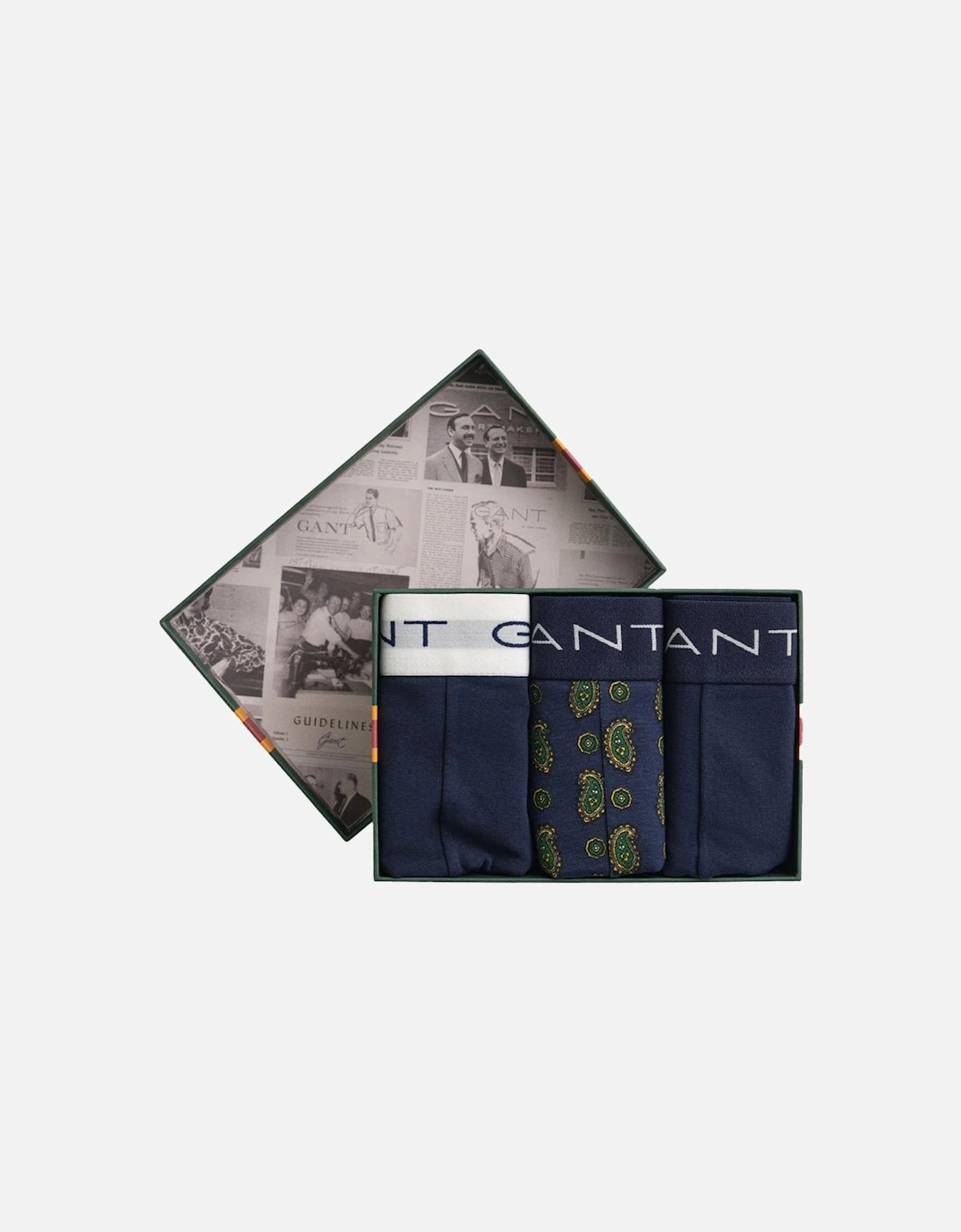 3-Pack Paisley Print Boxer Trunks Gift pack in Marine