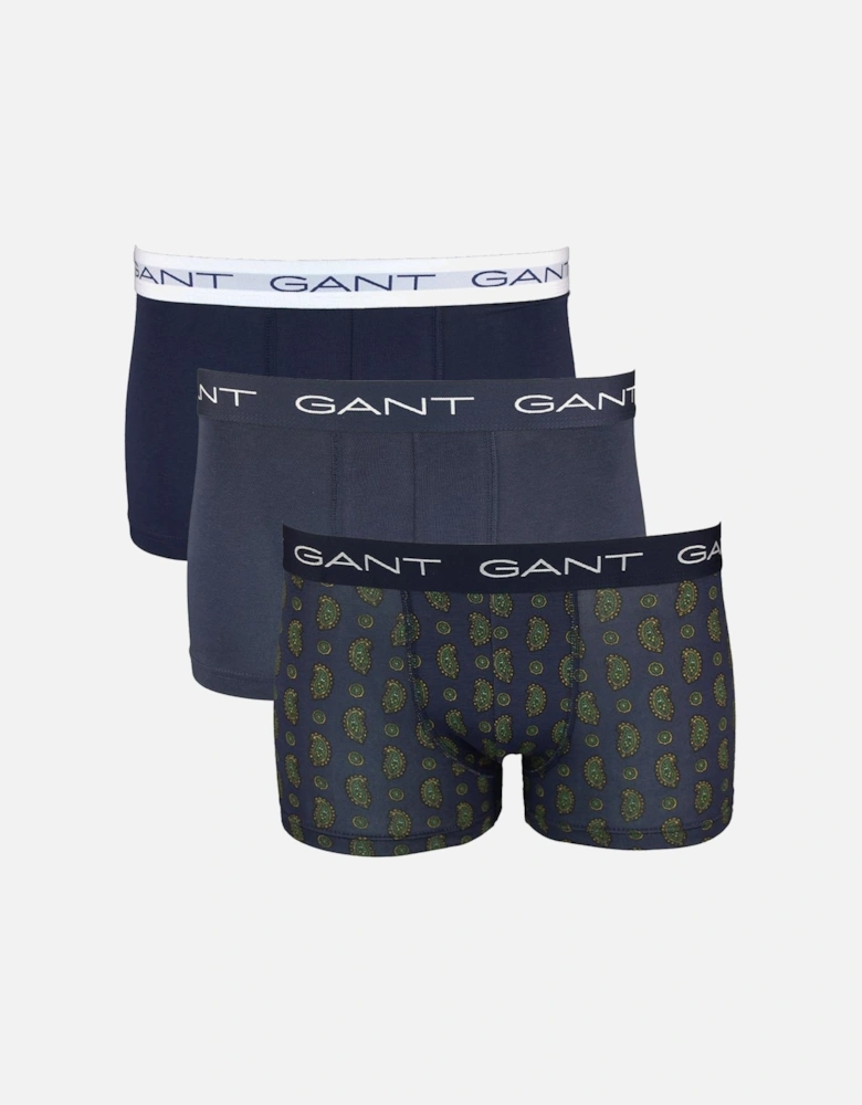 3-Pack Paisley Print Boxer Trunks Gift pack in Marine