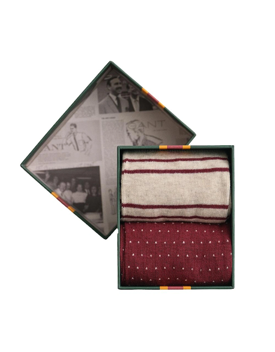 2-Pack Stripe& Mini Dot Socks Gift Set, Plumped Red
