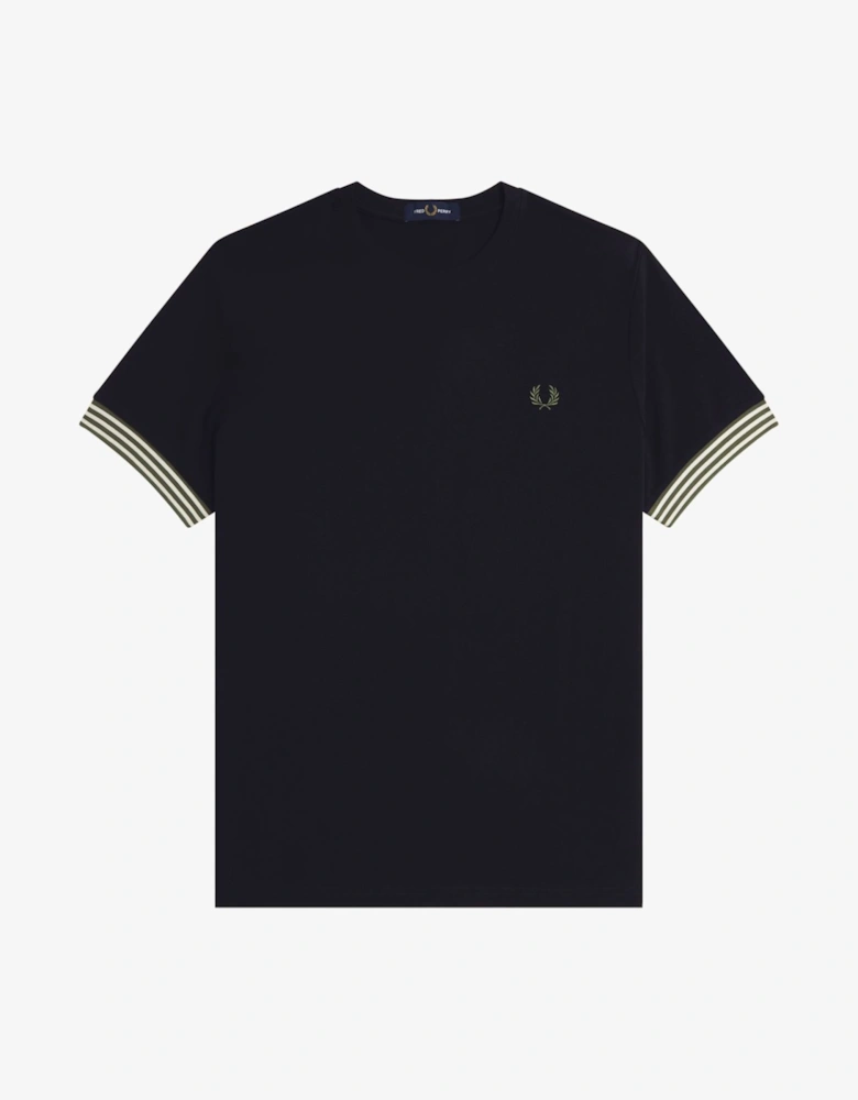 M7707 Striped Cuff T-Shirt - Black