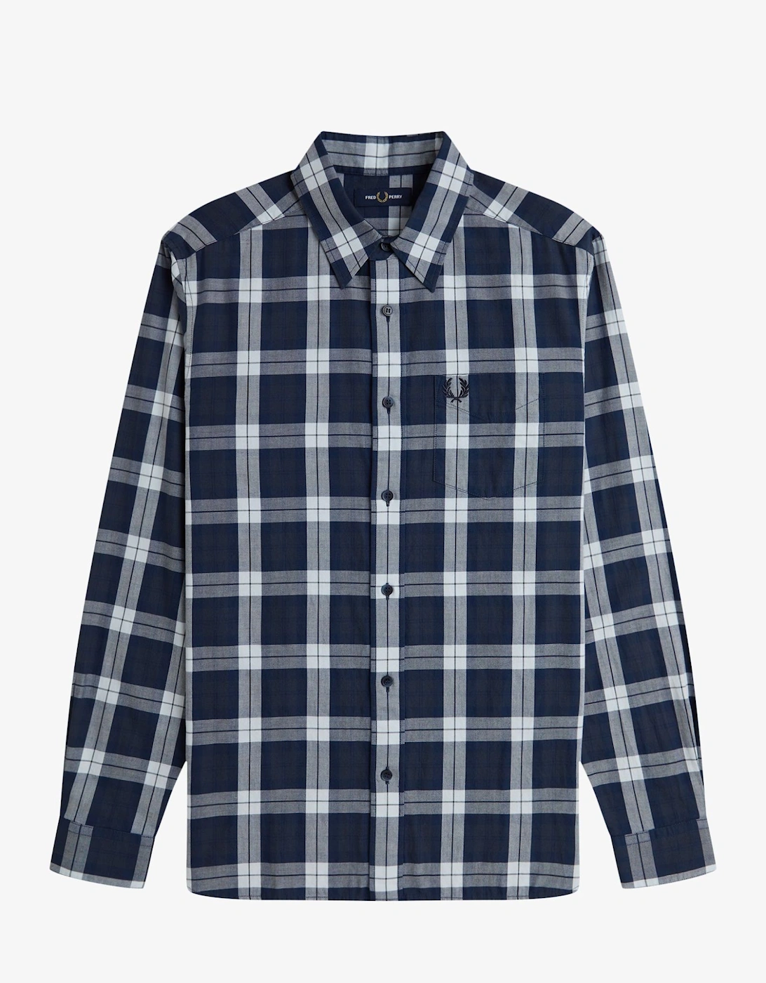 Fred Perry Men's Blue M1742 Tartan Twill Shirt - Dark Airforce - : Regular/40 Large