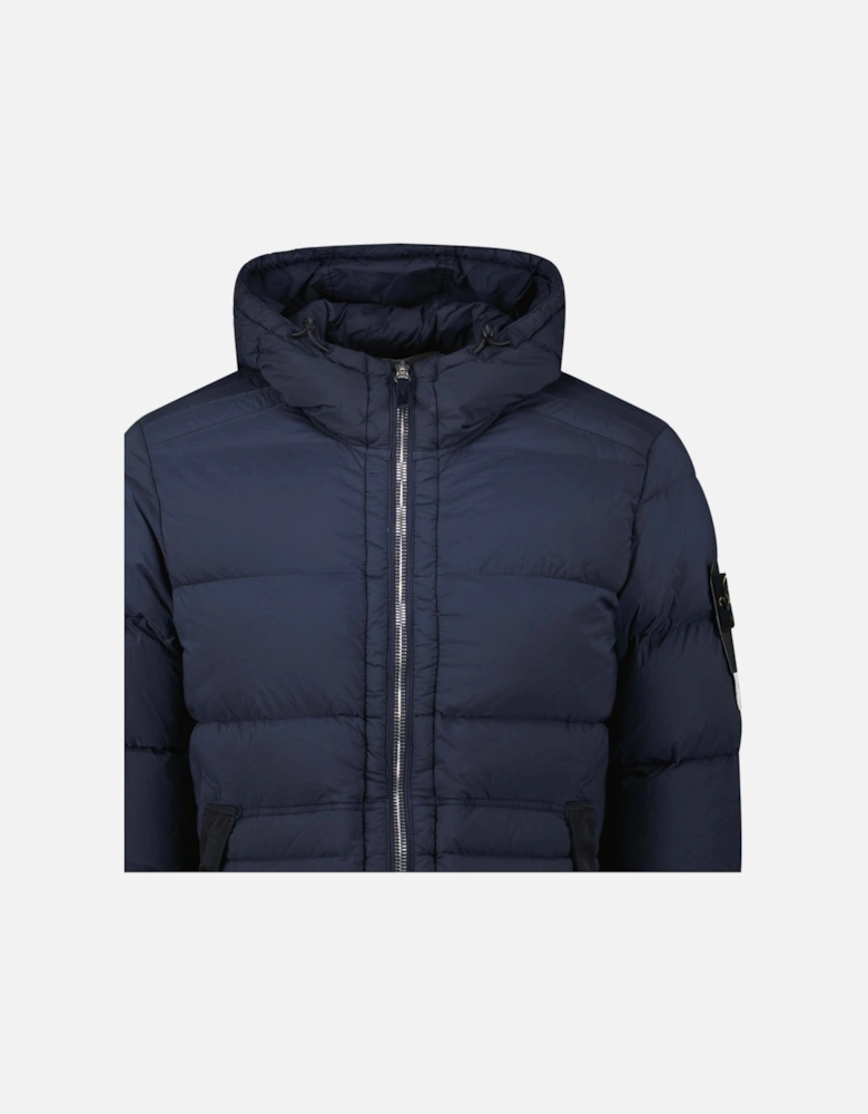 Hooded Puffer Jacket In Seamless Tunnel Nylon Navy