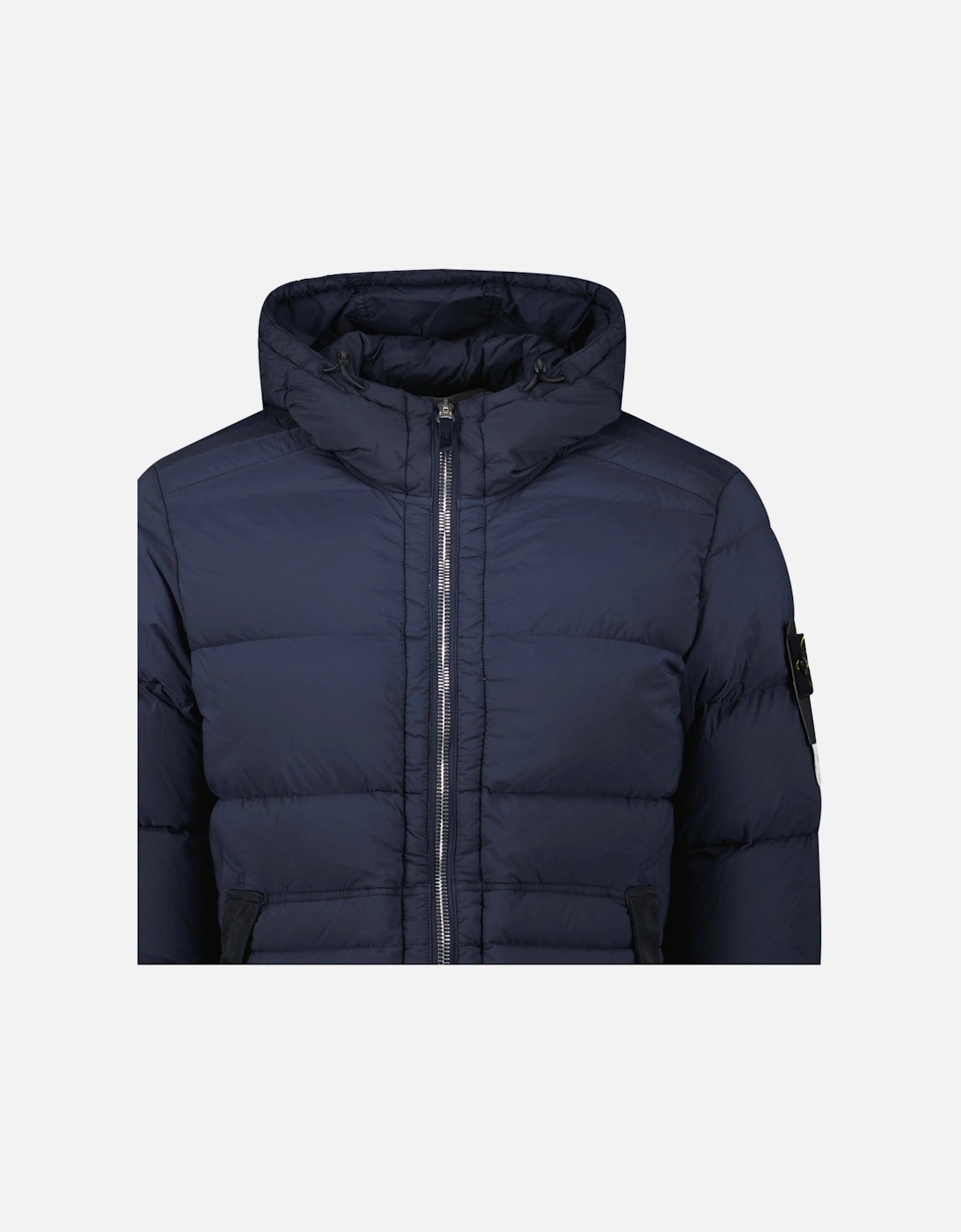 Hooded Puffer Jacket In Seamless Tunnel Nylon Navy