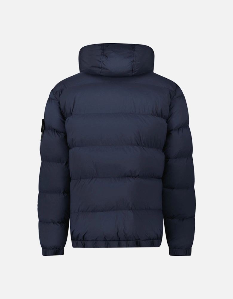 Hooded Puffer Jacket In Seamless Tunnel Nylon Navy