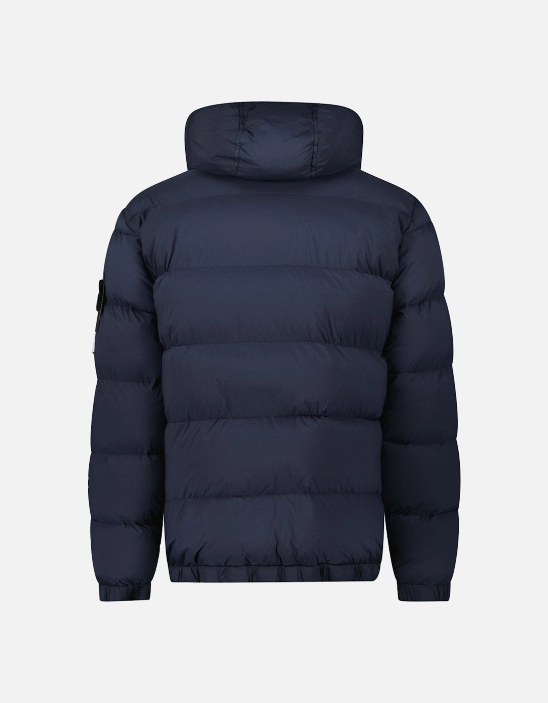 Hooded Puffer Jacket In Seamless Tunnel Nylon Navy