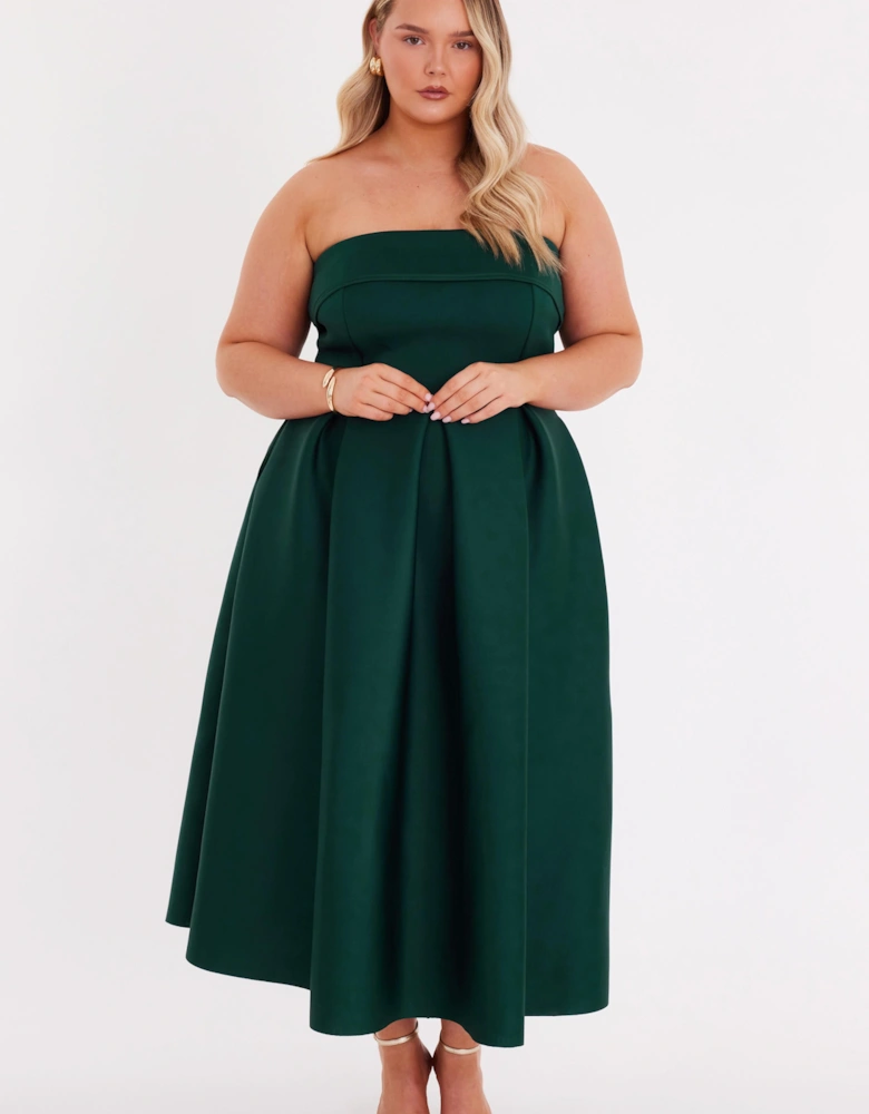 Green Curve Bandeau Skater Dress