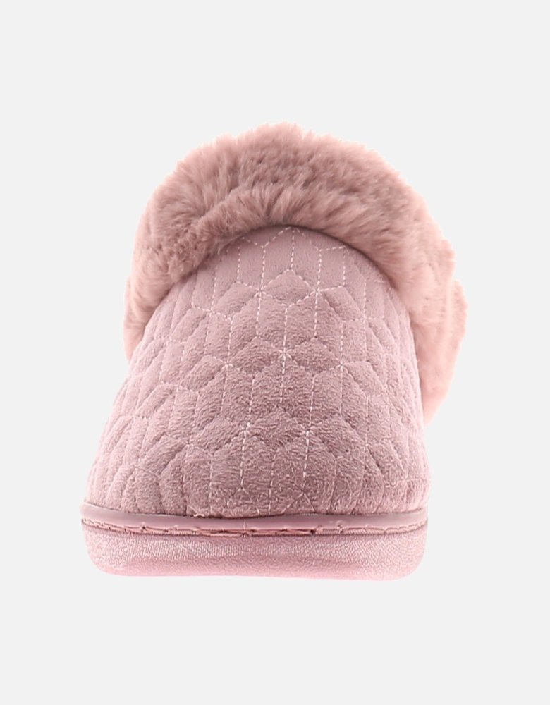 Womens Mule Slippers Faux Fur Plush pink UK Size