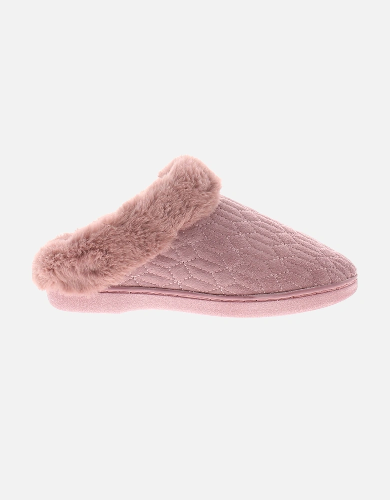 Womens Mule Slippers Faux Fur Plush pink UK Size