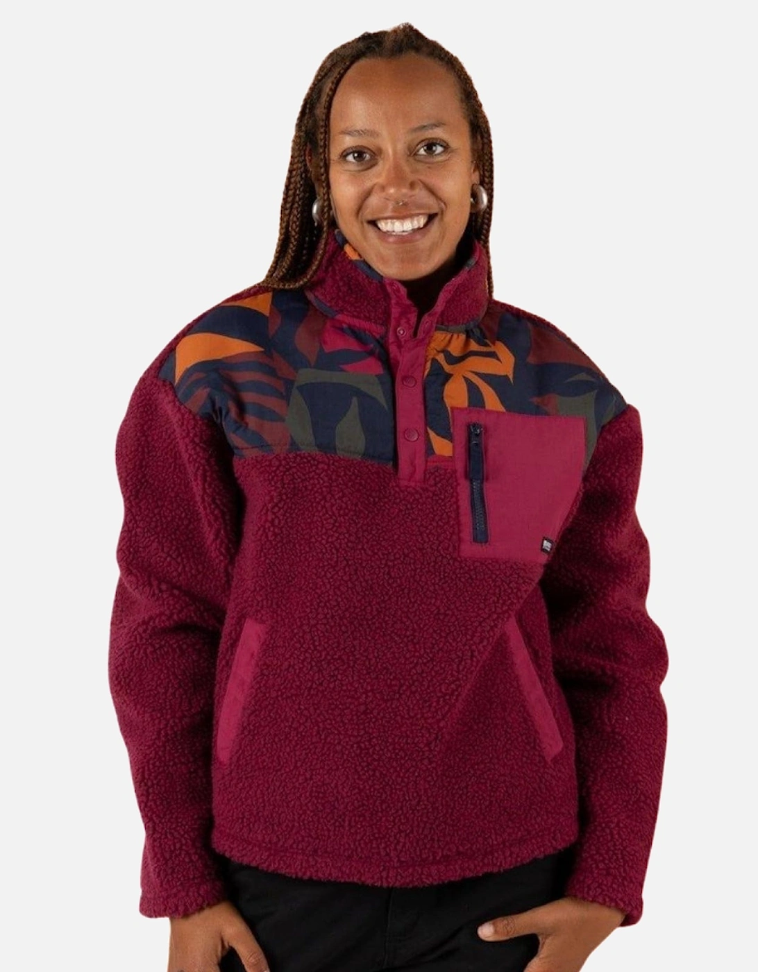 Womens Balance Panel Sherpa Half Zip Fleece, 2 of 1