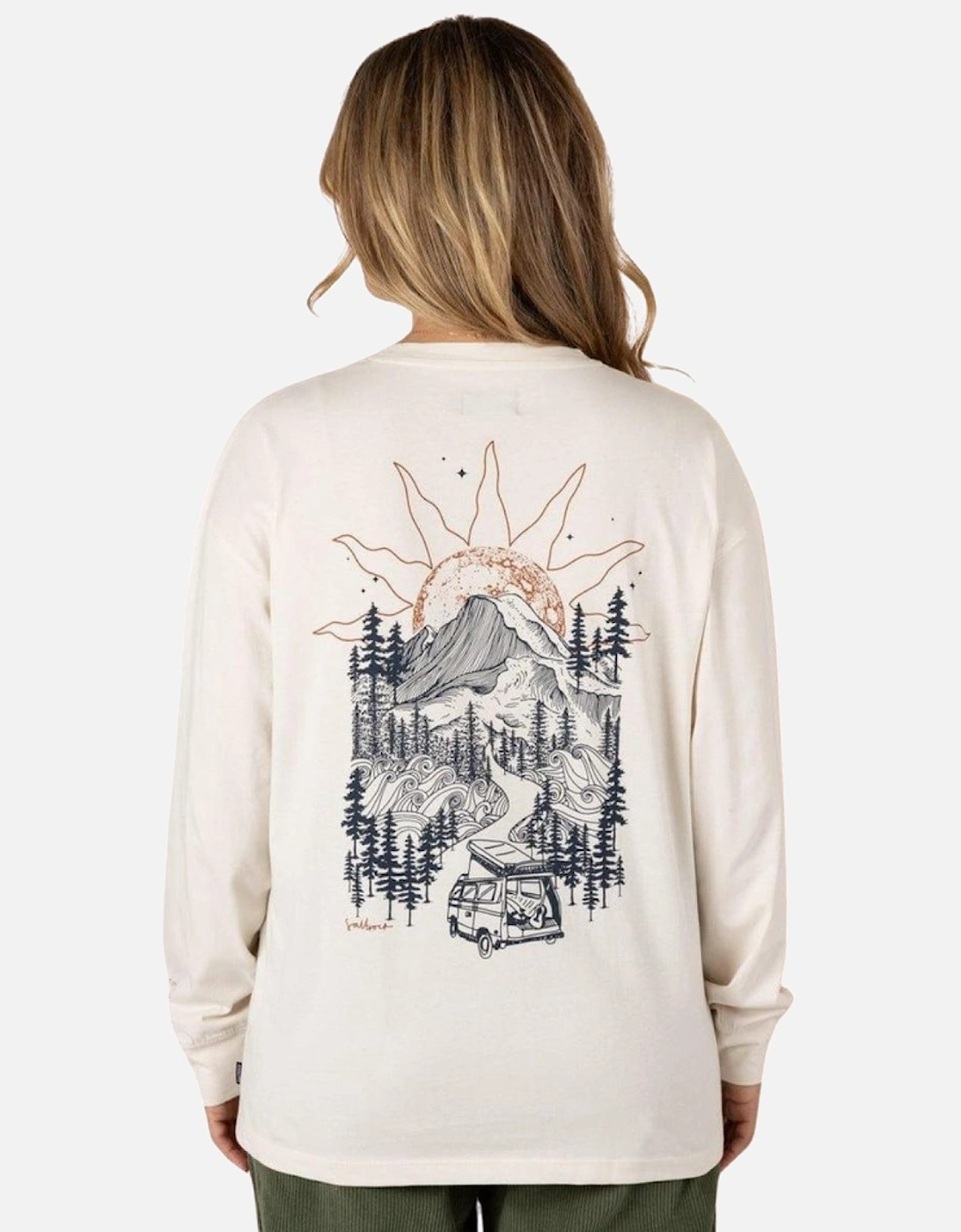 Womens Open Road Longline Long Sleeve T-Shirt, 2 of 1