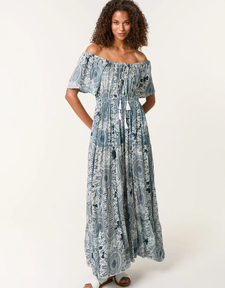 Navy Tie Front Maxi Dress