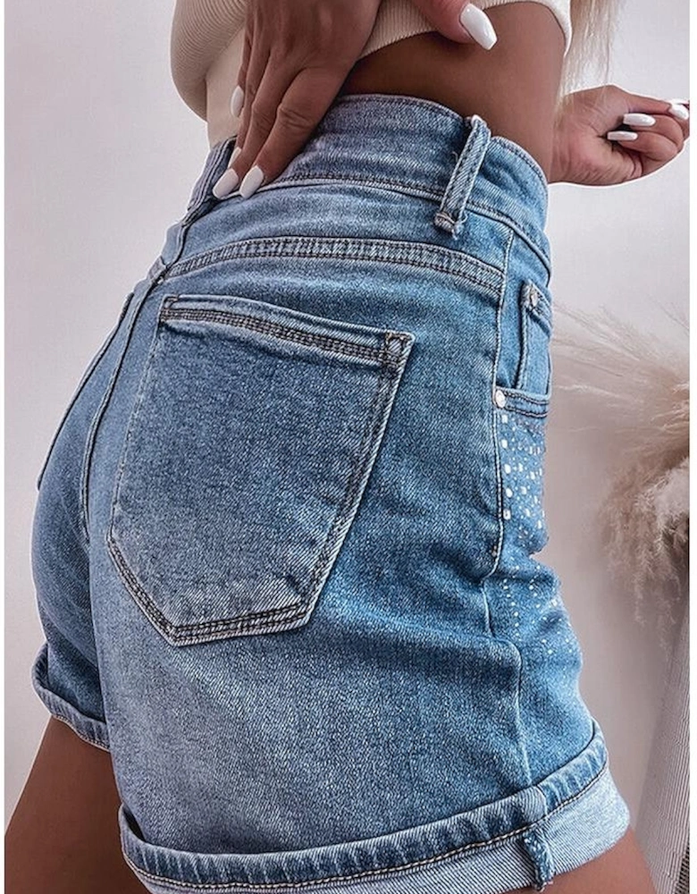 Ashleigh Blue Rhinestone Embellished Denim Shorts