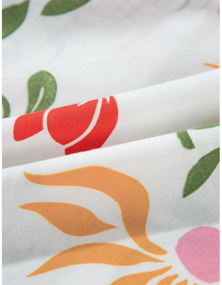 White Colorful Printed Square Neck Tank and Wide Leg Pants Set