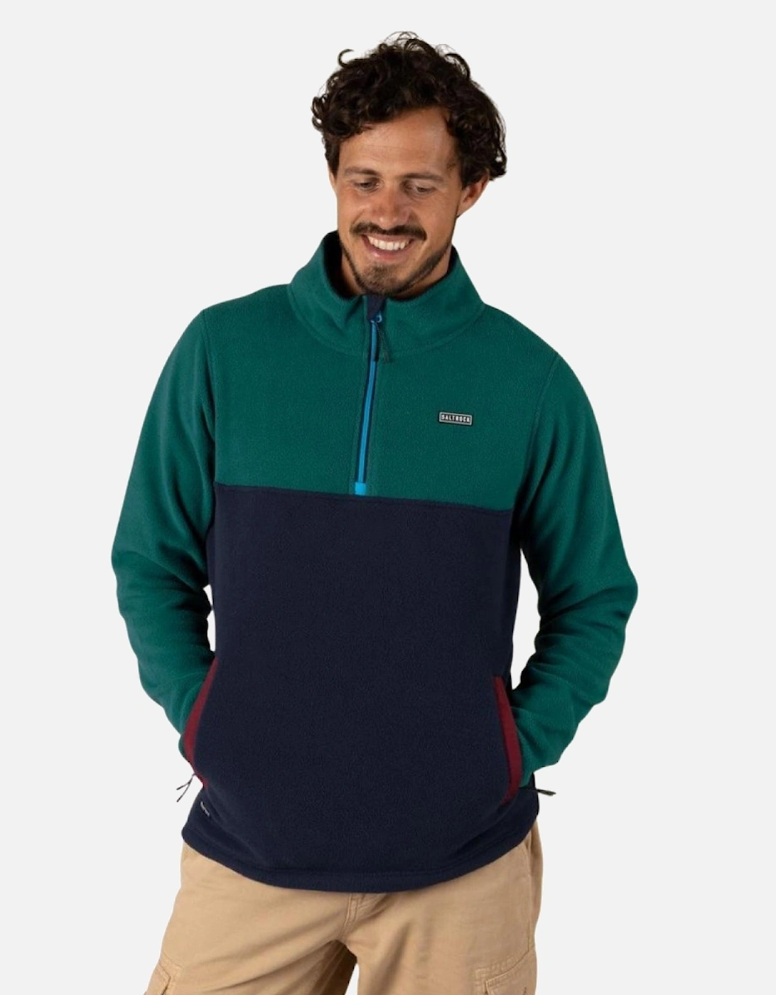 Mens Theo Block Micro Half Zip Fleece, 2 of 1